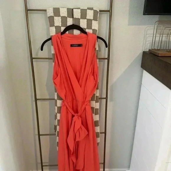 LAUREN RALPH LAUREN BLACK LABEL ORANGE DRESS SIZE 12 - Picture 3 of 6
